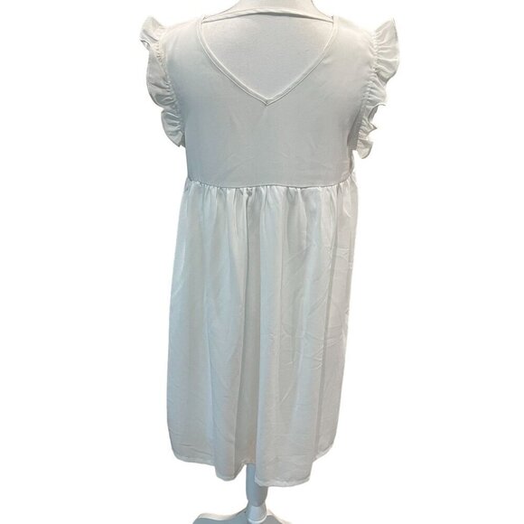Boho V-Neck Sleeveless Babydoll Dress With Ruffled Shoulders Women's Size Small - Picture 3 of 13